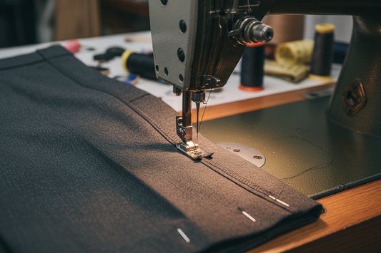 just show tailored trouser being sewn no humans